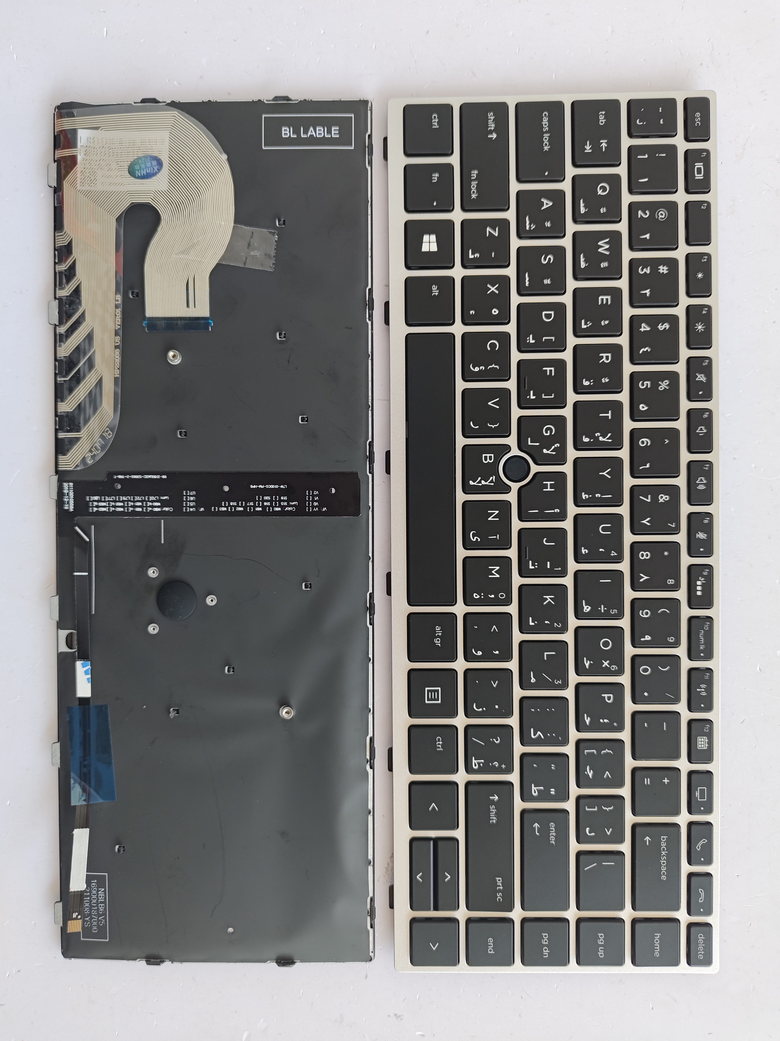 Picture of New Replacement Laptop Keyboard For HP 840G5/840G6 SILVER FRAME BLACK Backlit (OEM) AR Layout